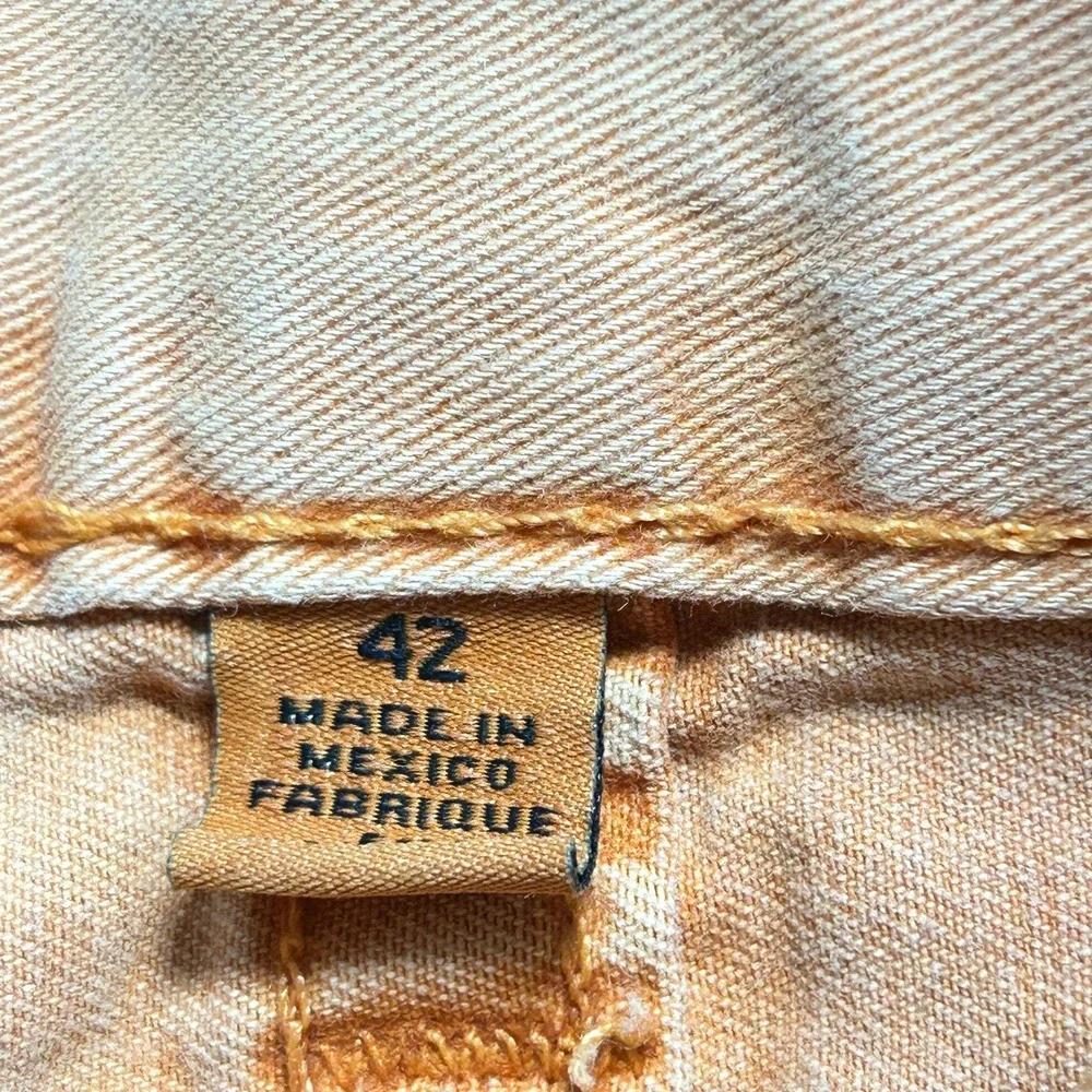 Y2K True Religion Orange Denim Cut Off Shorts Size 42 World Tour Flap Pocket Big